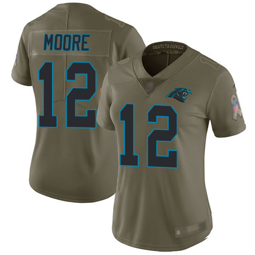 Carolina Panthers Limited Olive Women DJ Moore Jersey NFL Football #12 2017 Salute to Service->youth nfl jersey->Youth Jersey